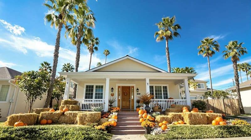 Professionally styled Porch Pumpkins fall display